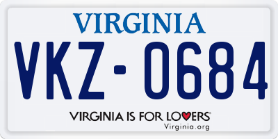VA license plate VKZ0684