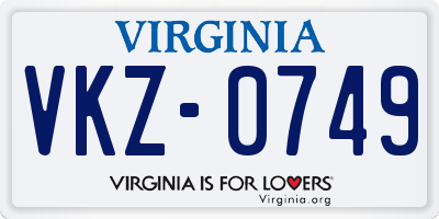 VA license plate VKZ0749