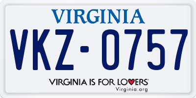 VA license plate VKZ0757