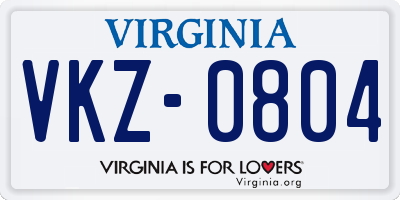 VA license plate VKZ0804