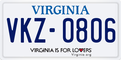 VA license plate VKZ0806