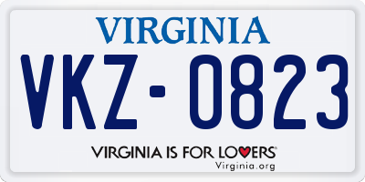 VA license plate VKZ0823