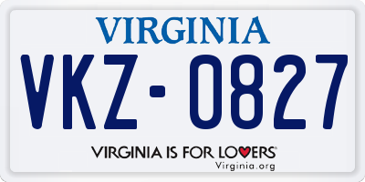 VA license plate VKZ0827