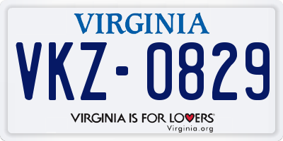 VA license plate VKZ0829