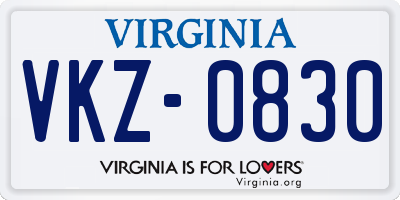 VA license plate VKZ0830