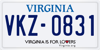 VA license plate VKZ0831