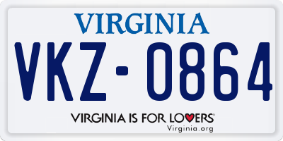 VA license plate VKZ0864