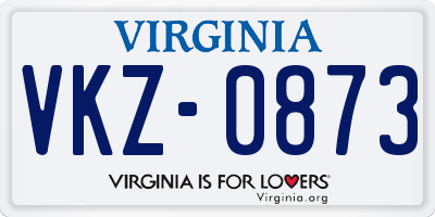 VA license plate VKZ0873