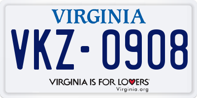 VA license plate VKZ0908