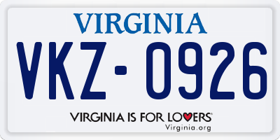 VA license plate VKZ0926