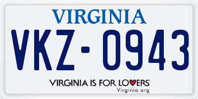 VA license plate VKZ0943