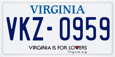 VA license plate VKZ0959