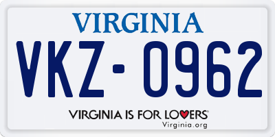 VA license plate VKZ0962