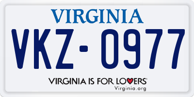 VA license plate VKZ0977