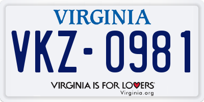 VA license plate VKZ0981