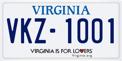 VA license plate VKZ1001