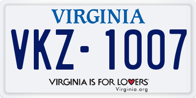 VA license plate VKZ1007