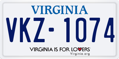 VA license plate VKZ1074