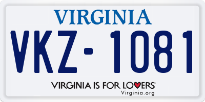 VA license plate VKZ1081