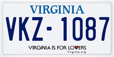 VA license plate VKZ1087