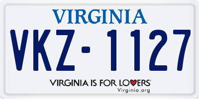 VA license plate VKZ1127
