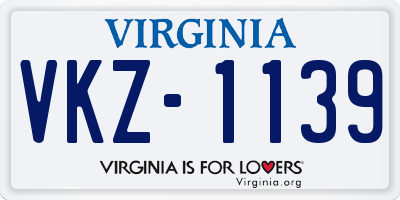 VA license plate VKZ1139
