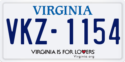 VA license plate VKZ1154