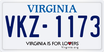 VA license plate VKZ1173