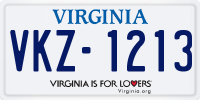 VA license plate VKZ1213