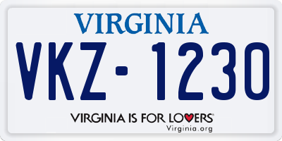VA license plate VKZ1230