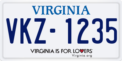 VA license plate VKZ1235