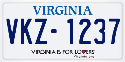VA license plate VKZ1237