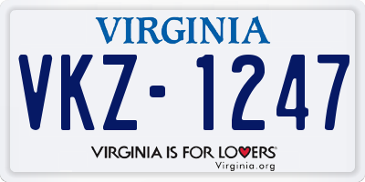 VA license plate VKZ1247
