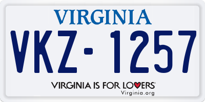 VA license plate VKZ1257