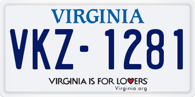 VA license plate VKZ1281