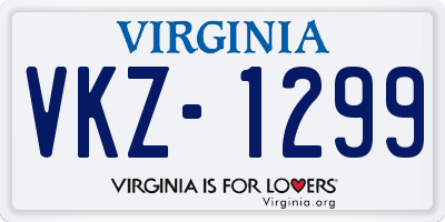 VA license plate VKZ1299