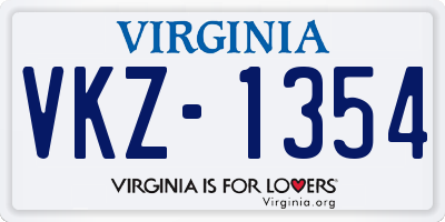 VA license plate VKZ1354