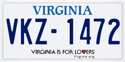 VA license plate VKZ1472