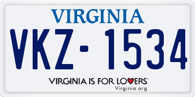 VA license plate VKZ1534