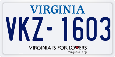 VA license plate VKZ1603
