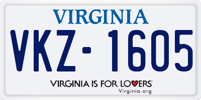 VA license plate VKZ1605