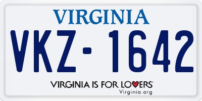 VA license plate VKZ1642