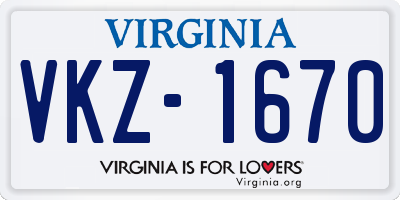 VA license plate VKZ1670
