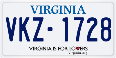 VA license plate VKZ1728