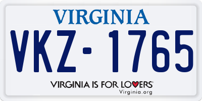 VA license plate VKZ1765