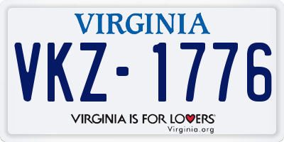 VA license plate VKZ1776