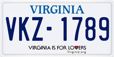VA license plate VKZ1789