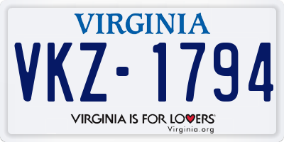 VA license plate VKZ1794