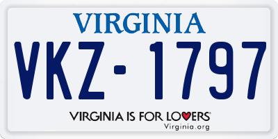 VA license plate VKZ1797