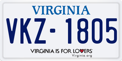 VA license plate VKZ1805